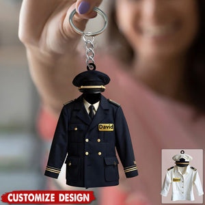 Personalized Pilot Uniform Keychain - Gift For Pilot