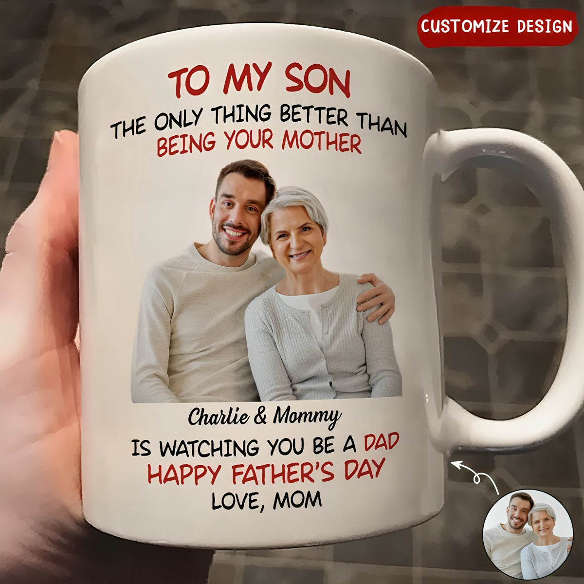 To My Son From Mom Happy Father‘s Day Photo Insert Personalized Mug
