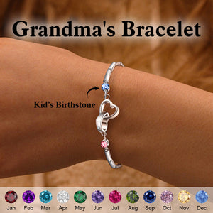 Mother & Daughter Forever Linked Together-Personalized Birthstone Double Heart Bracelet