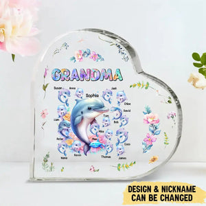 Personalized Grandma/Mom Dolphin with Kid Names Acrylic Plaque