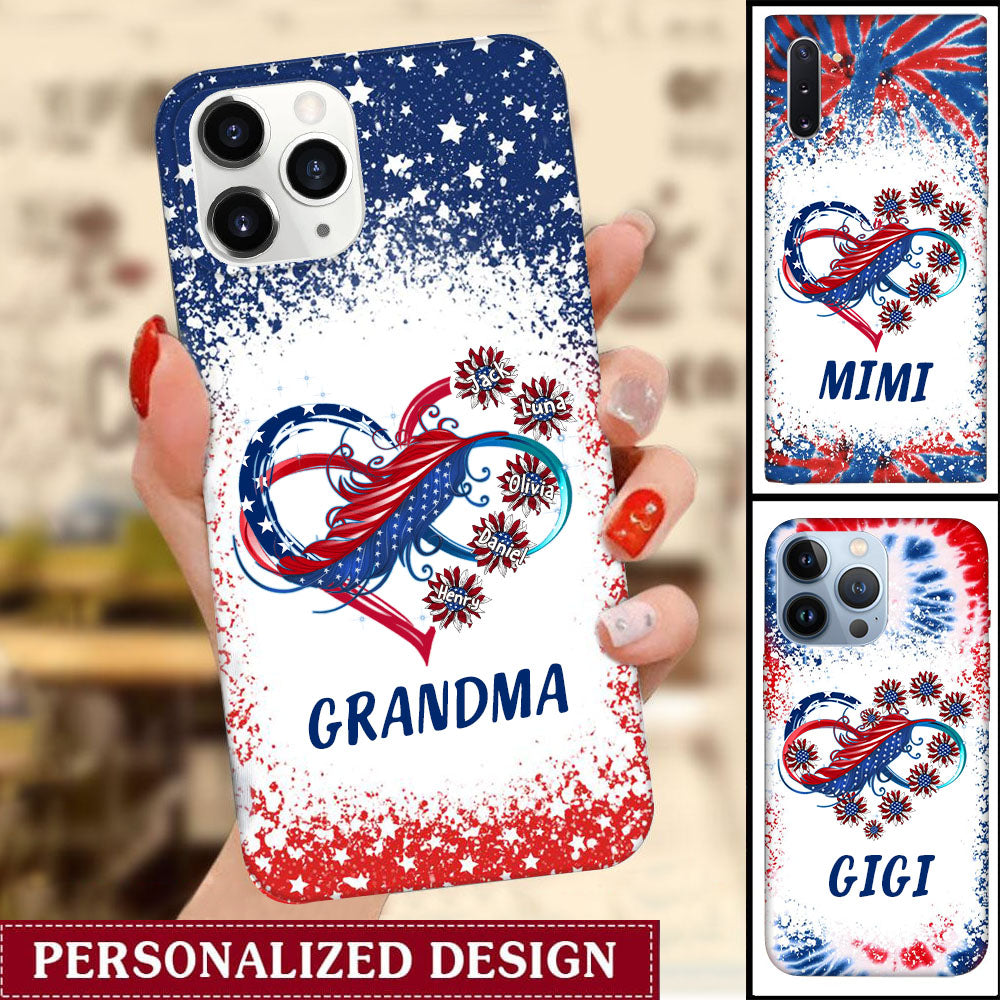 American Heart Infinite Love Custom Nickname Family Name July 4th Independence Day Personalized Phone Case