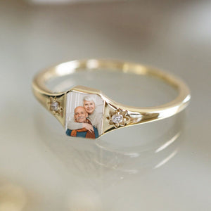 Personalized Memorial Rings With 2 Birthstones, Sympathy Gift For Friend Or Family