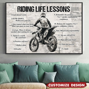 Personalized Riding Life Lessons Cool Quotes Poster - Gift For Biker