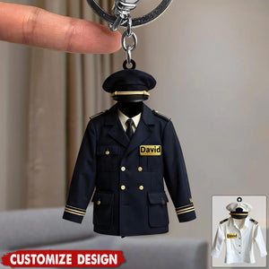 Personalized Pilot Uniform Keychain - Gift For Pilot