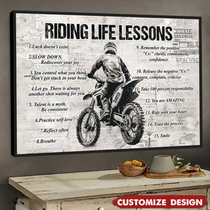 Personalized Riding Life Lessons Cool Quotes Poster - Gift For Biker