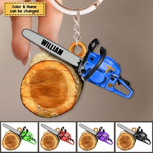 Personalized Arborist Wood Acrylic Keychain