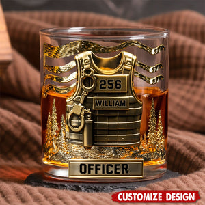 Personalized Police Officer Whiskey Glass - Serve And Protect