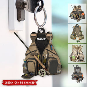 Personalized Fishing Vest Acrylic Keychain