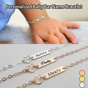 Personalized Baby Bar Name Bracelet With Heart Charm