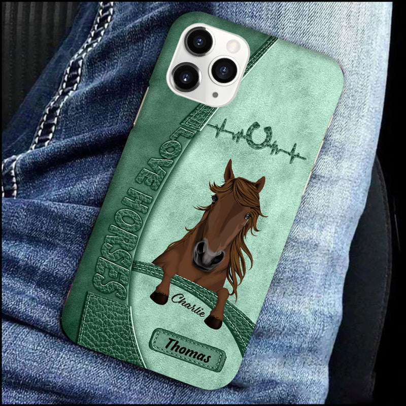 Love Horses Colorful Leather Pattern Personalized Phone Case