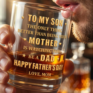 Custom Whiskey Glass - Personalized Father's Day Gifts For Son - Raised A Son, Cheer A Dad