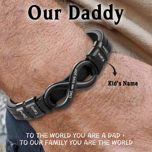 Personalized Infinity Leather Bracelet-Gift For Dad