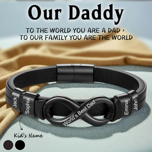 Personalized Infinity Leather Bracelet-Gift For Dad