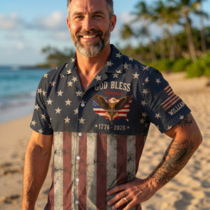 God Bless America 1776-2026 - Personalized Hawaiian Shirt