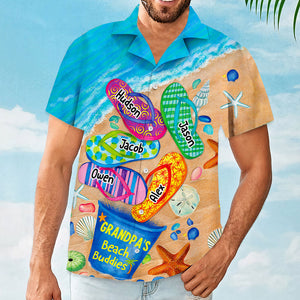 Papa / Nana's Beach Buddies Summer Flip Flop Personalized Hawaiian Shirt Perfect Gift for Grandmas Moms Aunties HTN10MAY23CT2
