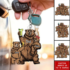 Papa Bear - Personalized Acrylic Keychain - Gift For Grandpa