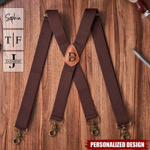 Personalized Monogrammed Leather Suspenders for Unique & Love-Best Gift For Man