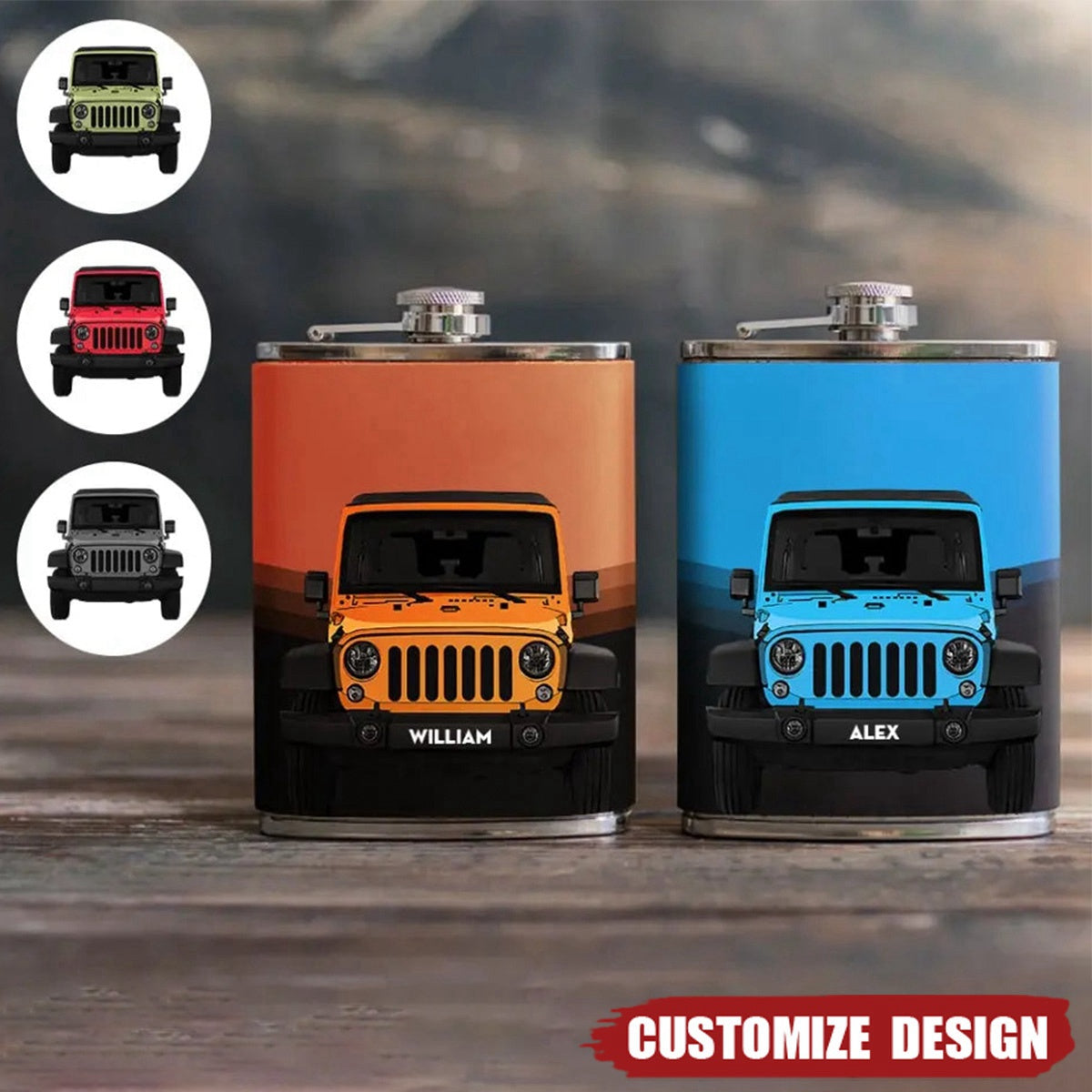 Personalized Off-Road Car Leather Flask