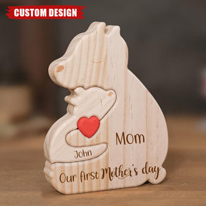 Wooden Bear Mom And Baby - Personalized Wooden Puzzle, Mother's Day Gift