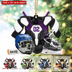 Hockey Gear Personalized Acrylic Ornament, Christmas Tree Decor For Hockey Players