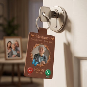 Personalized Photo Memorial Keychain, The Call I Wish I Could Take Leather Keyring, Fathers Day Gift, Loss Of Dad Gift, Family Sympathy Gift