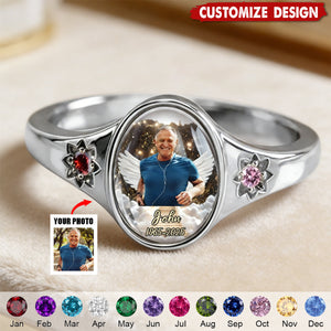 Personalized Memorial Birthstones Ring - Gifts For Loss Of Mom,Dad