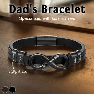 Personalized Infinity Leather Bracelet-Gift For Dad