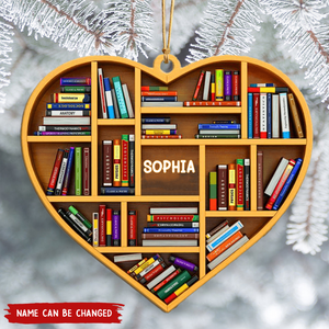 Heart Shaped Book Shelf Ornament - Custom Name And Number