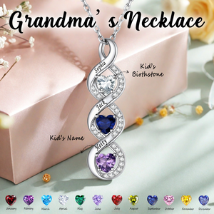 Personalized Infinity Heart Birthstone Necklace, Mother's Day Gift