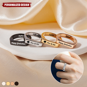 Horizontal Bar Ring-Personalized Graduation Ring