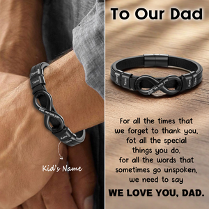 Personalized Infinity Leather Bracelet-Gift For Dad