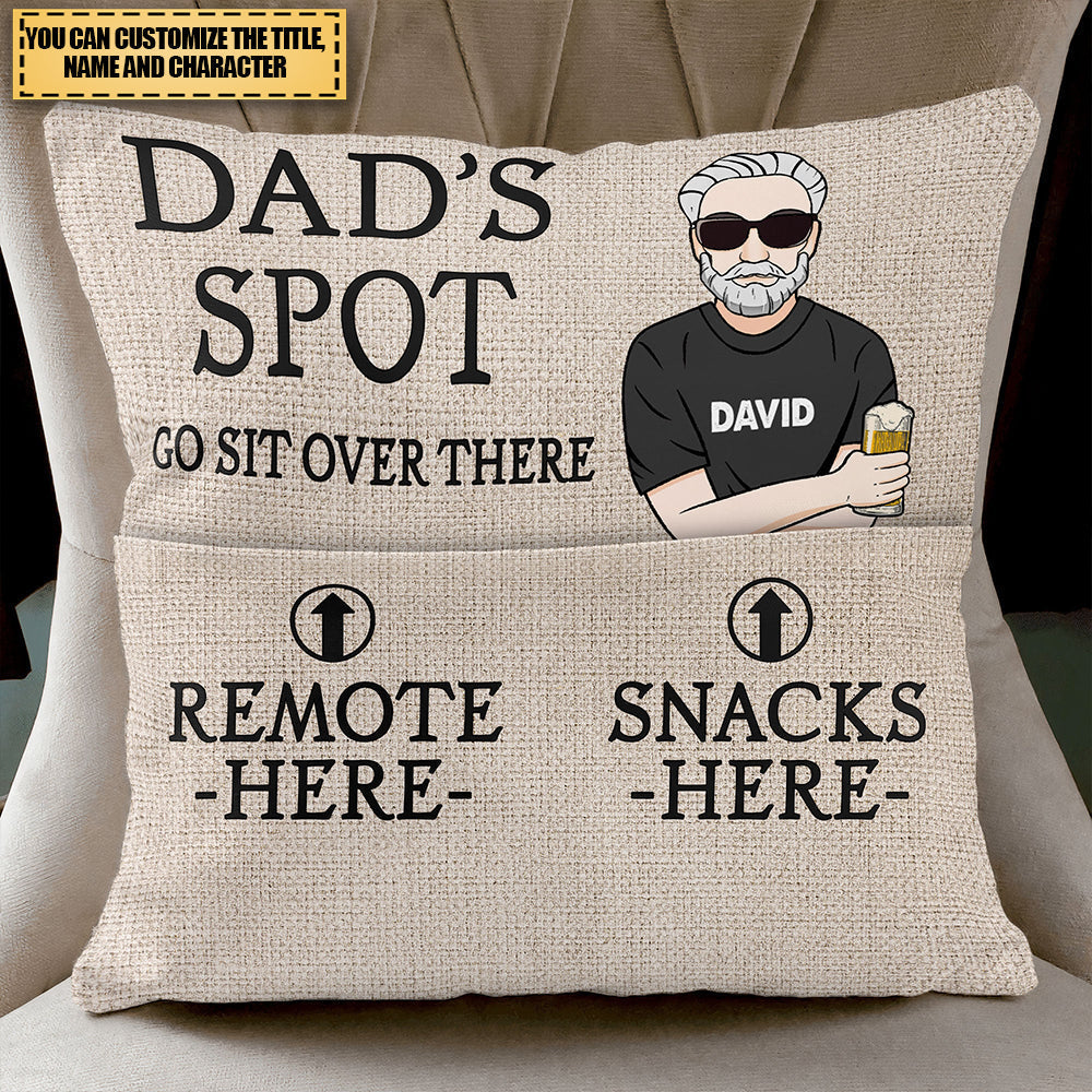 Dad's Spot - Personalized Pocket Pillow-Father's day, Birthday Gift Idea