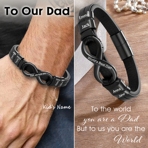 Personalized Infinity Leather Bracelet-Gift For Dad