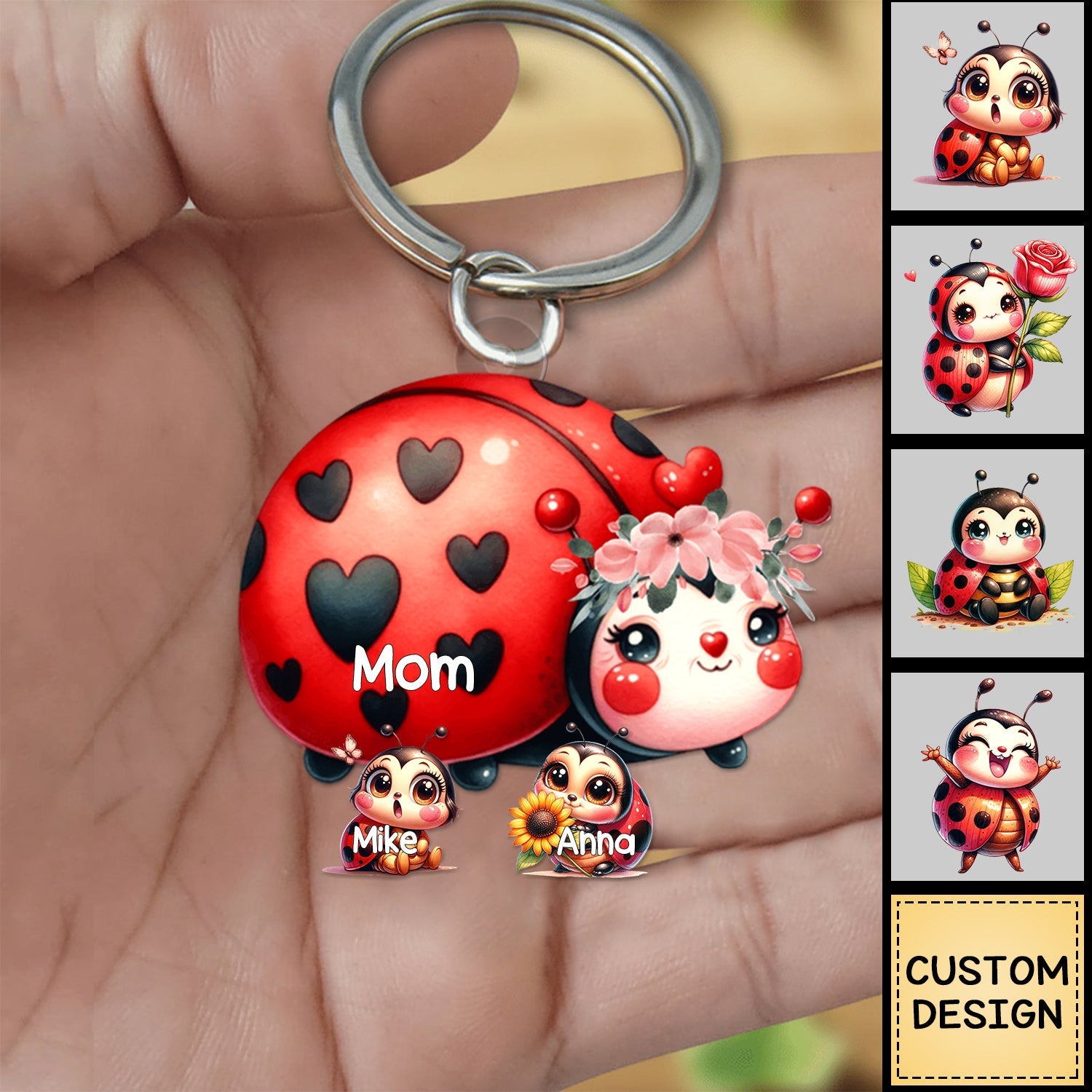 Grandma/Mama Bugs With Little Kids - Personalized Acrylic Keychain - Gift For Mom, Grandma