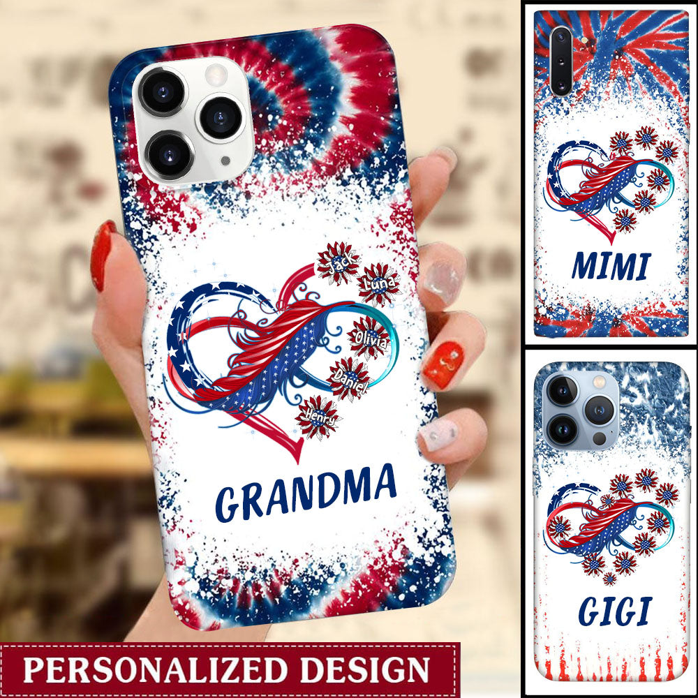 American Heart Infinite Love Custom Nickname Family Name July 4th Independence Day Personalized Phone Case