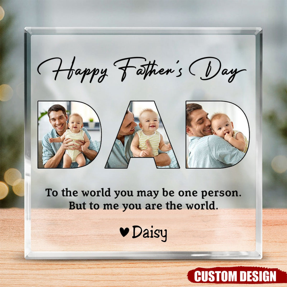 Dad, To Me You Are The World - Personalized Custom Square Shaped Acrylic Plaque - Gift For Dad, Father's Day Gift