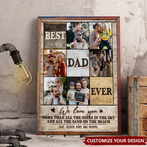 Personalized Best Dad Ever Photo Collage Canvas Poster, Gifts For Dad, Best Father’s Day Gifts 2025, Fathers Day Photo Gifts