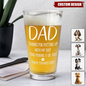 Thanks Dad We Woof You New Version - Personalized Beer Glass