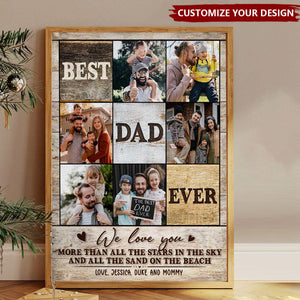 Personalized Best Dad Ever Photo Collage Canvas Poster, Gifts For Dad, Best Father’s Day Gifts 2025, Fathers Day Photo Gifts