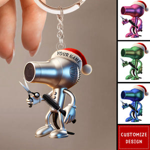 Personalized Hair Dryer Keychain Cut Gift For Barber