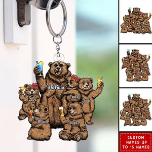 Papa Bear - Personalized Acrylic Keychain - Gift For Grandpa