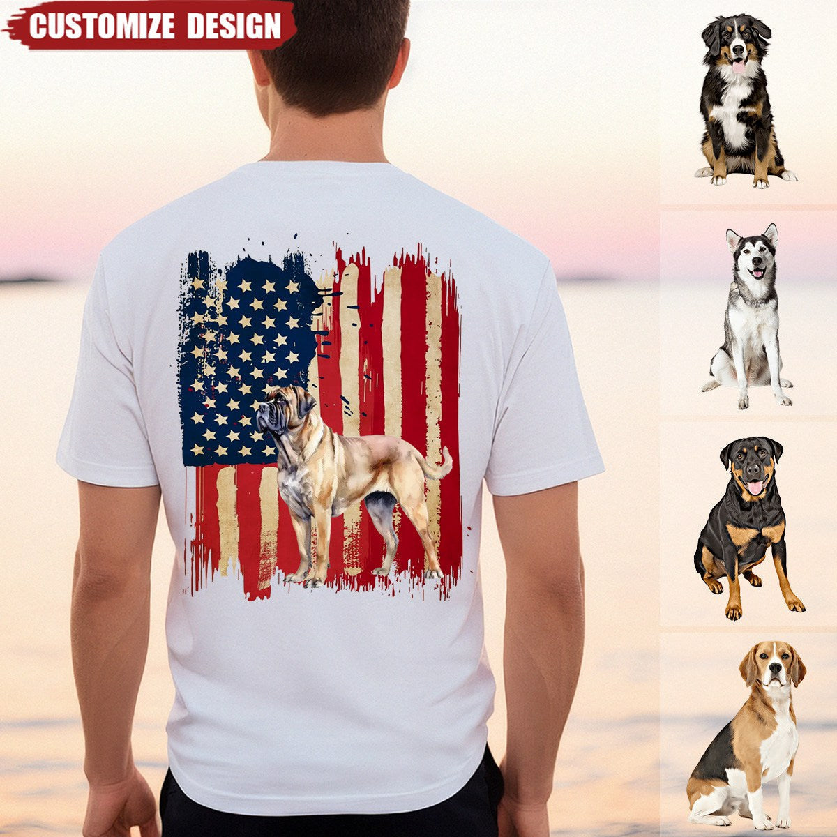 Personalized dog flag t-shirt  - gift for dog lovers