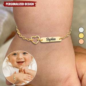 Personalized Baby Bar Name Bracelet With Heart Charm