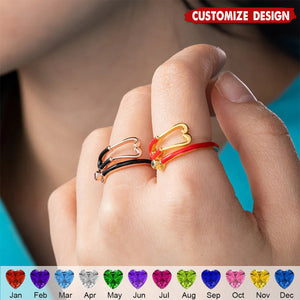 Personalized Heart Birthstone Ring Nurses Week - Appreciation Gift for Medical Staff