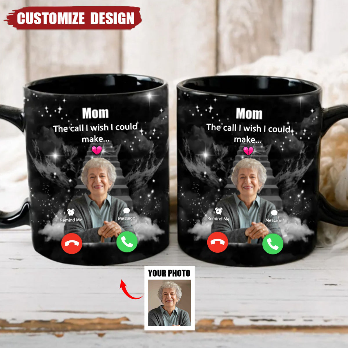 The Call I Wish I Could Make - Personalized Memorial Black Mug