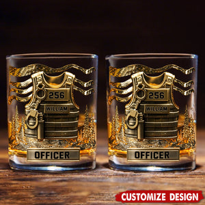 Personalized Police Officer Whiskey Glass - Serve And Protect
