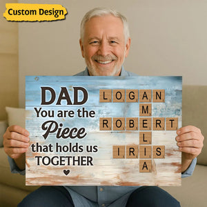 Dad You Are The Piece Crossword Puzzle Art Rustic Personalized Poster, Gift For Dad