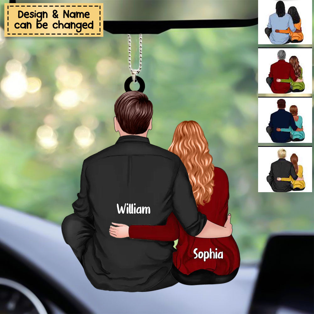 Couple Sitting Personalized Acrylic Car Hanging Ornament