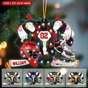 Hockey Gear Personalized Acrylic Ornament, Christmas Tree Decor For Hockey Players