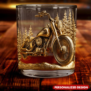 Never Underestimate An Old Man With His Motorcycle - Personalized Biker Whiskey Glass